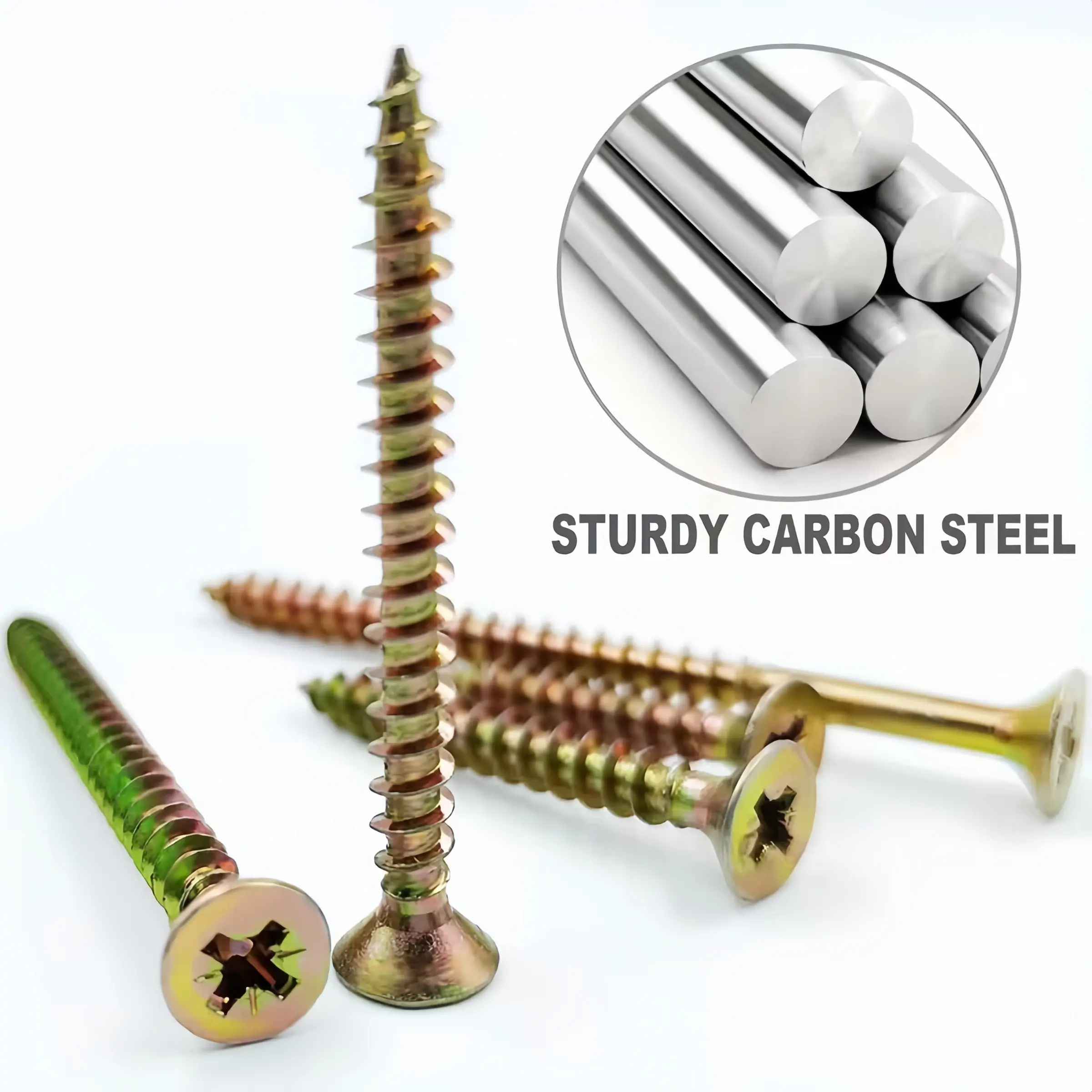 100pcs Gosunda M5 Flat Head Self-Tapping Screws, Carbon Steel Zinc Coated, 3 Sizes, Phillips Drive, DIY Home Improvement