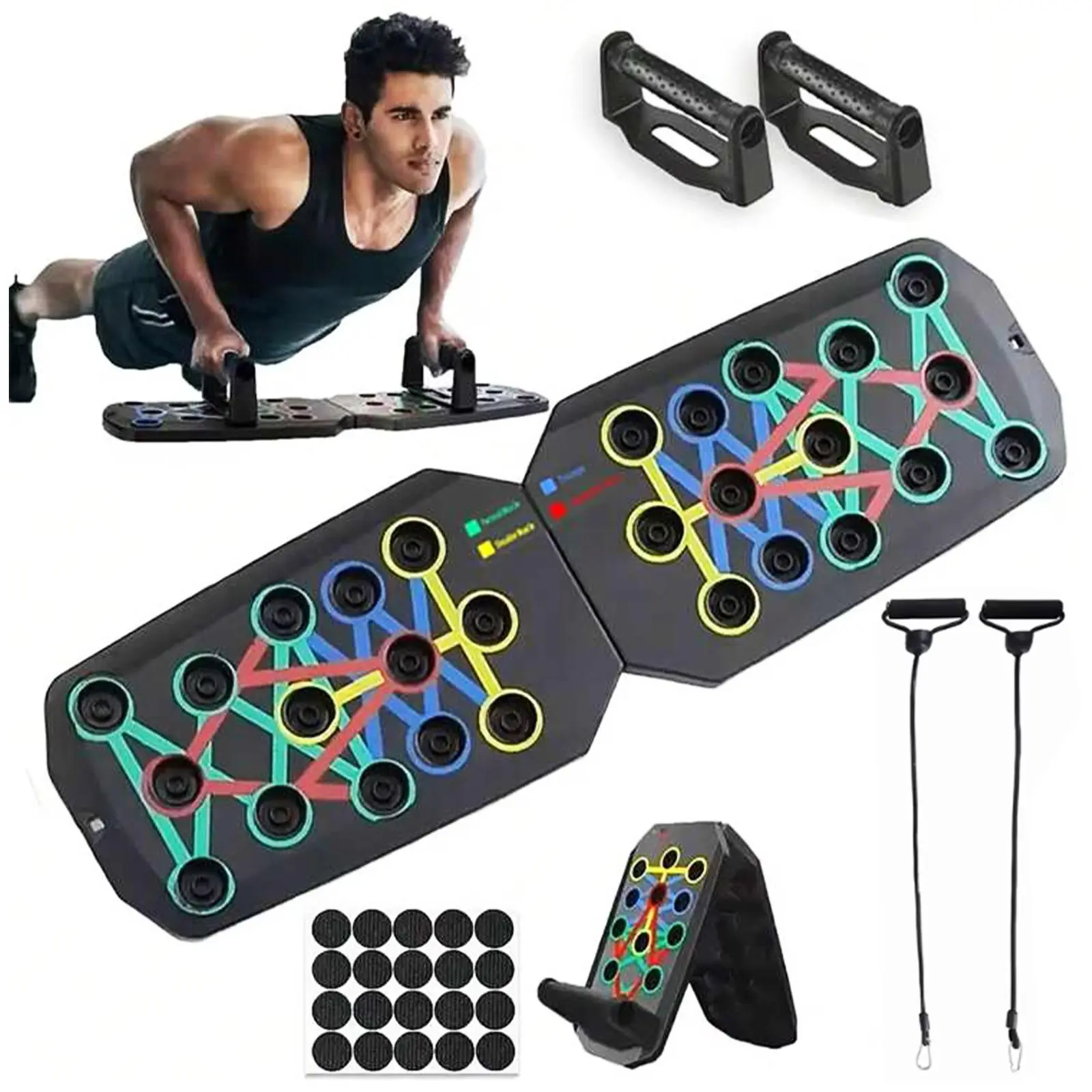 5-in-1 Portable Push-up Board System, Home Fitness Strength Training Stands for Chest & Abdominal Workouts, Gift for Men