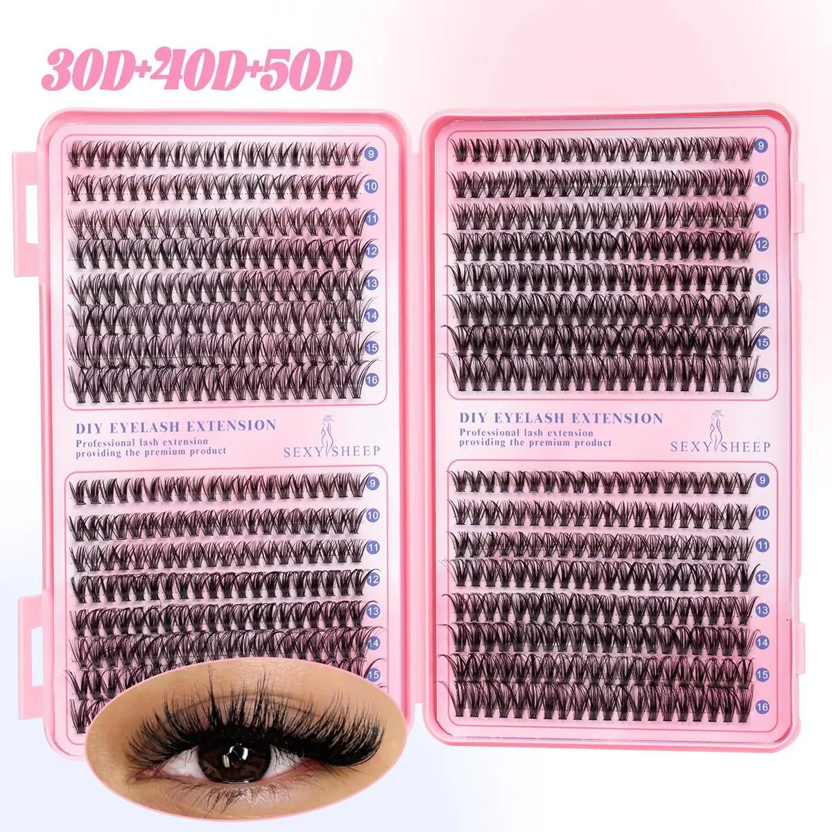 Eyelash Cluster Set, Dense Long Curly Lashes, DIY Eyelash Extension Kit, Beginner Friendly, Multiple Lengths, Soft Lightweight Curled Eyelashes, Waterproof Long-Lasting, Volume Eyelash Clusters