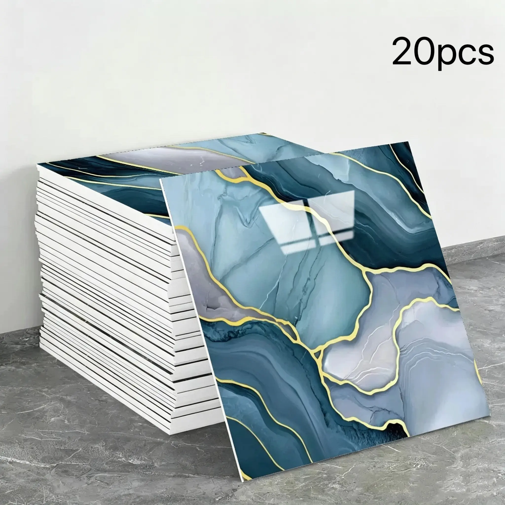 20 pieces of retro marble self-adhesive wall tiles, Accent Wall Peel And Stick, easy to install, smooth surface, water resistant, easy to maintain. Waterproof shower wall panels, PVC wall panels suitable for background walls in bathrooms, kitchens