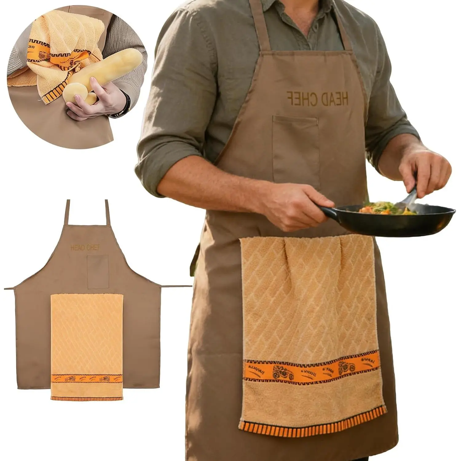 Chef's Prank Apron with Hidden Surprise Pocket, Funny Aprons for Men, Gag Gift Apron, Parties, Valentine's  Father’s Day, Surprise Hiding In Pocket Gifts