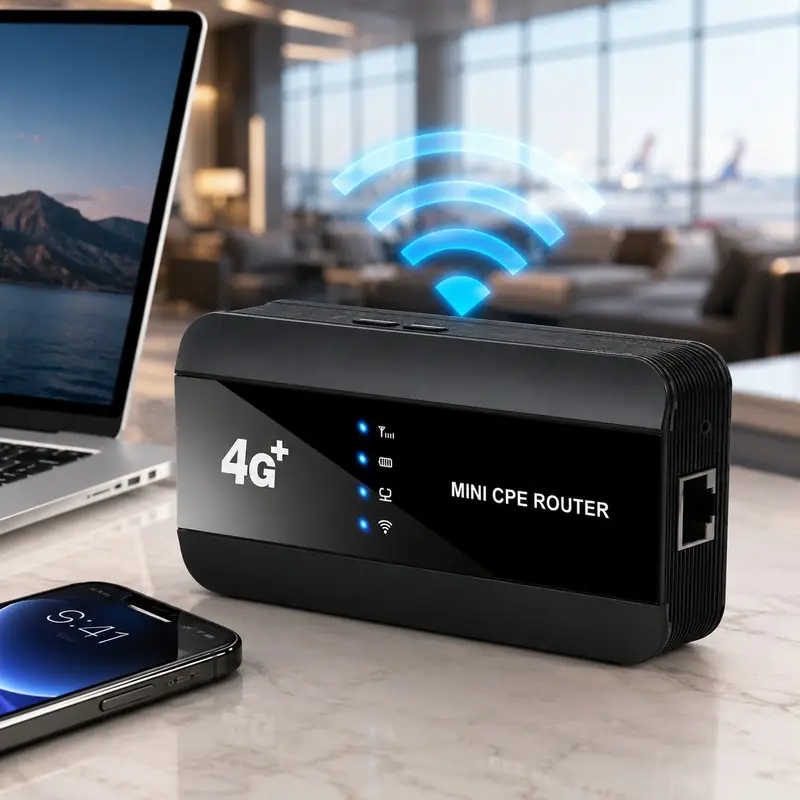 Portable Mini WiFi Hotspot 4G Mobile Internet Router, Up to 300Mbps Travel WiFi with WiFi 6, 3000mAh Rechargeable Battery, SIM Card Slot and LAN Port for Multiple Devices, Road Trips Camping RV and Outdoor Work