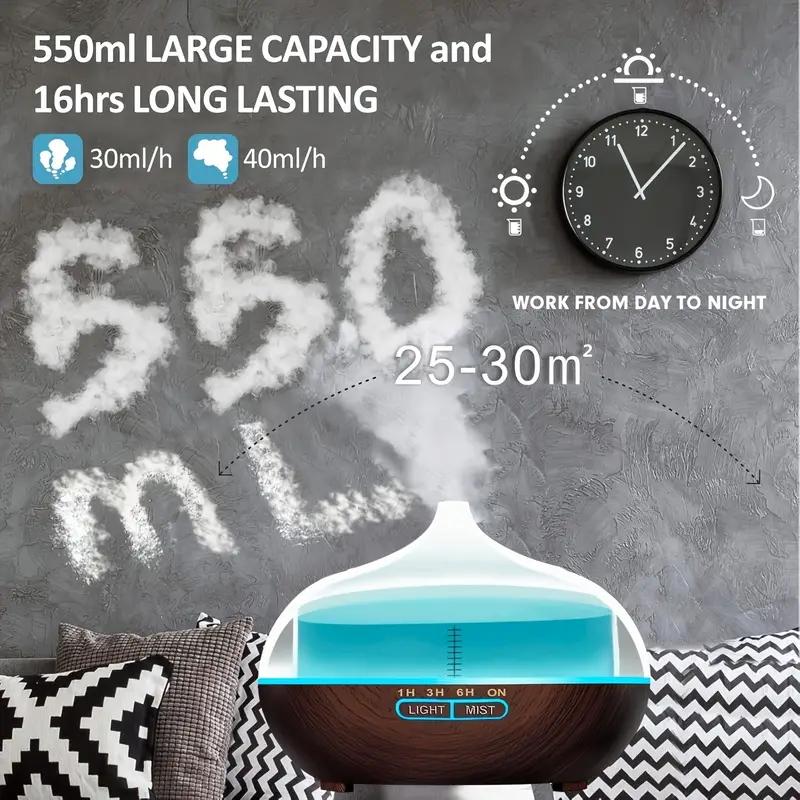 Essential Oil Diffuser 18.6oz, Ultrasonic Aromatherapy Diffuser Mist Humidifiers, Humidifier With 8 Color Lights, 4 Timer Setting, Auto Shut-Off, Office Home Bedroom Living, Large Room