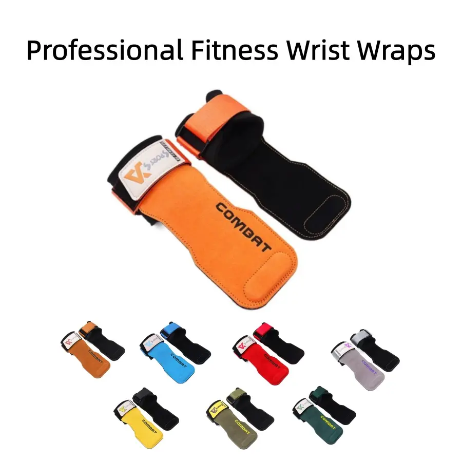 Leather Lifting Straps with Wrist Support, Non-Slip Gym Grips for Weightlifting, Pull-Ups & Strength Training