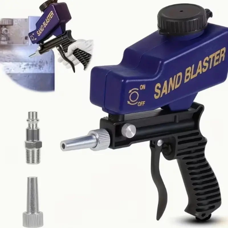 600cc Gravity Sandblaster Gun, Ergonomic Portable Rust and Paint Removal Tool, Adjustable Feed Adapter for Various Abrasives, Sandblasting Tools