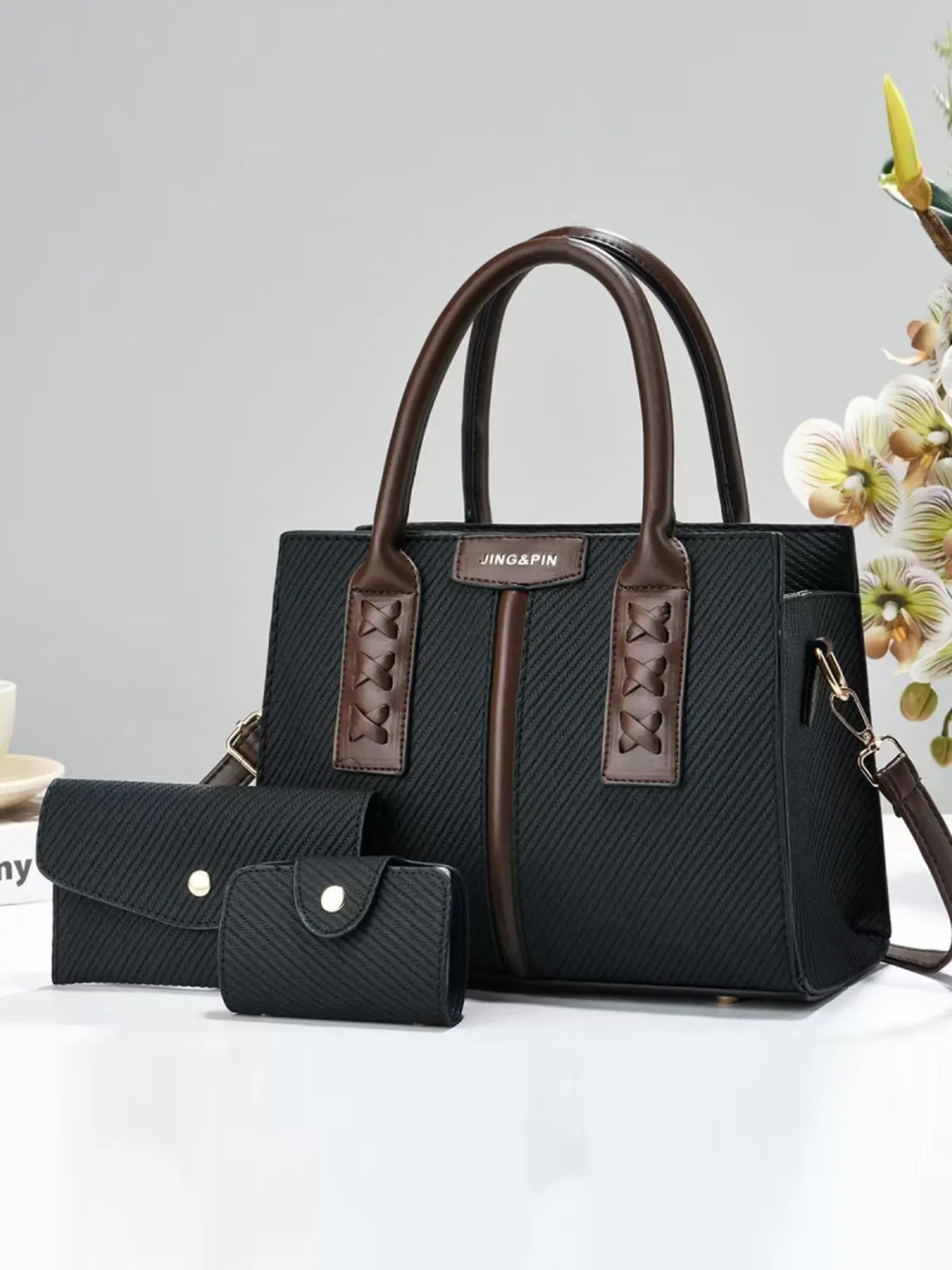 Fashion Three-Piece Retro Crossbody Handbag Set, Large Capacity Multi-Layer Bag, Versatile Shoulder & Crossbody Bag for Travel & Shopping