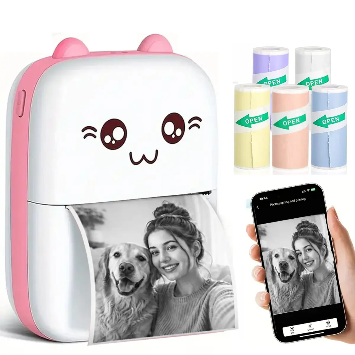 Wireless Mini Inkless Printer, Ink-Free Thermal Label Maker, Ideal for Notes, Photos, DIY, Gifts, Office, Home, School Use