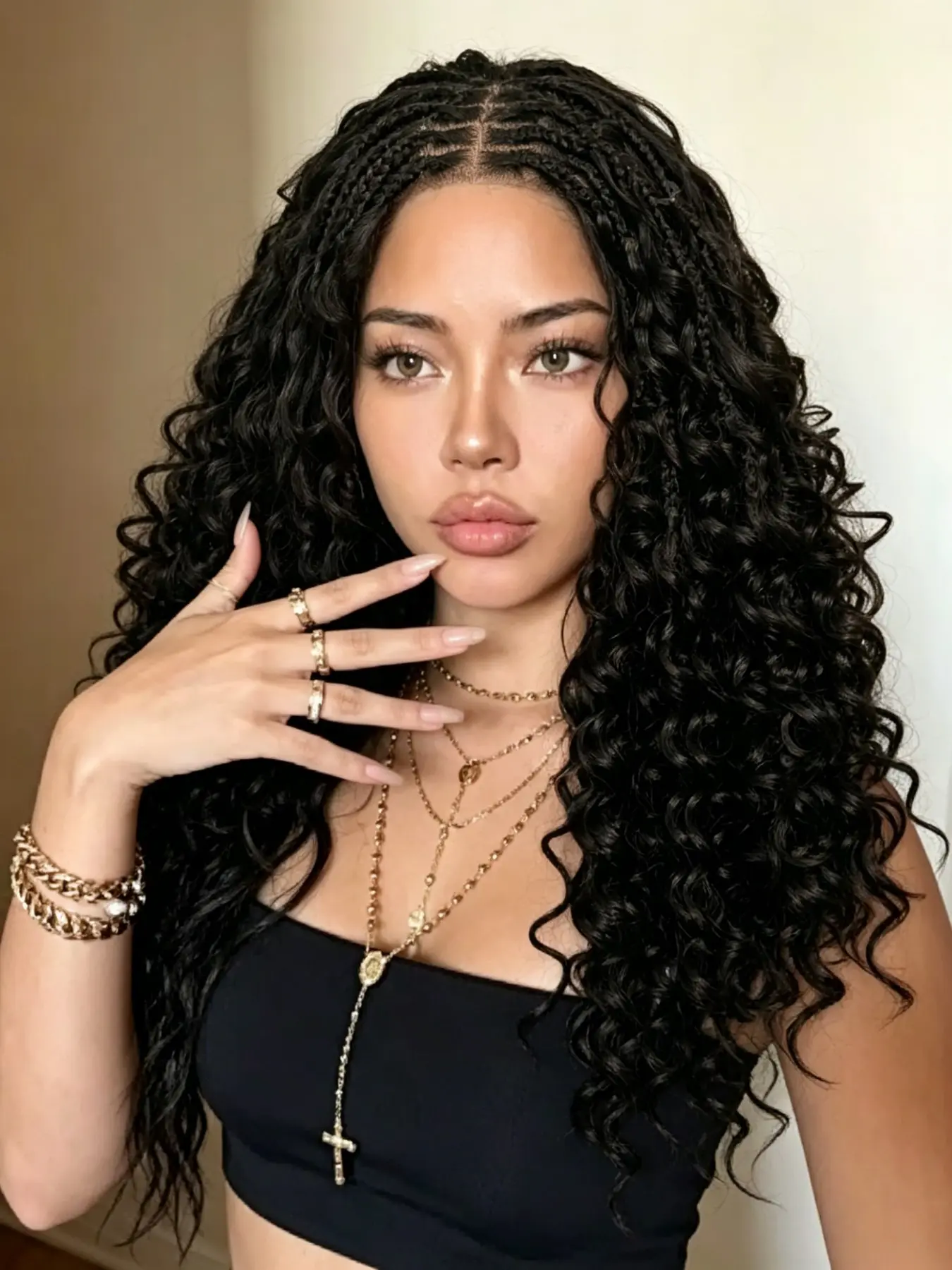 18 Inch 13x6 Lace Front Wig, Knotless Box Braids Jerry Curl Ends, Pre-Plucked Baby Hair, Adjustable Cap, Natural Look, Easy Maintenance, Box Braided Wigs