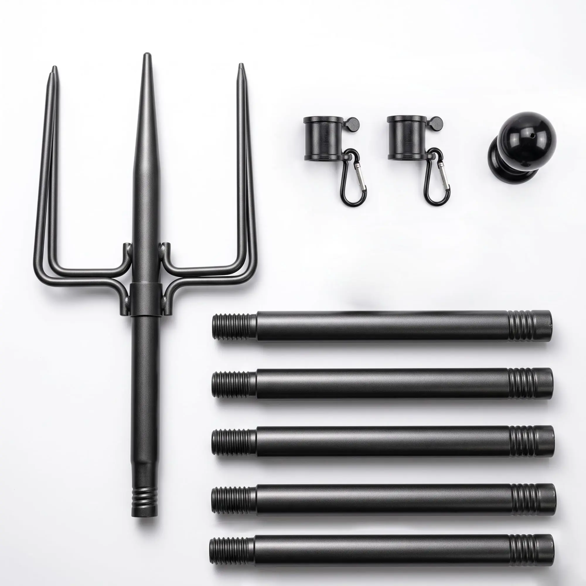 GAOMON Outdoor Heavy-Duty No-Tangle Flag Pole Kit - Steel Spliced Construction, 5-Prong Ground Base, Anti-Wrap Rings, Work Gloves for Yard/Garden (8/10ft Sizes)