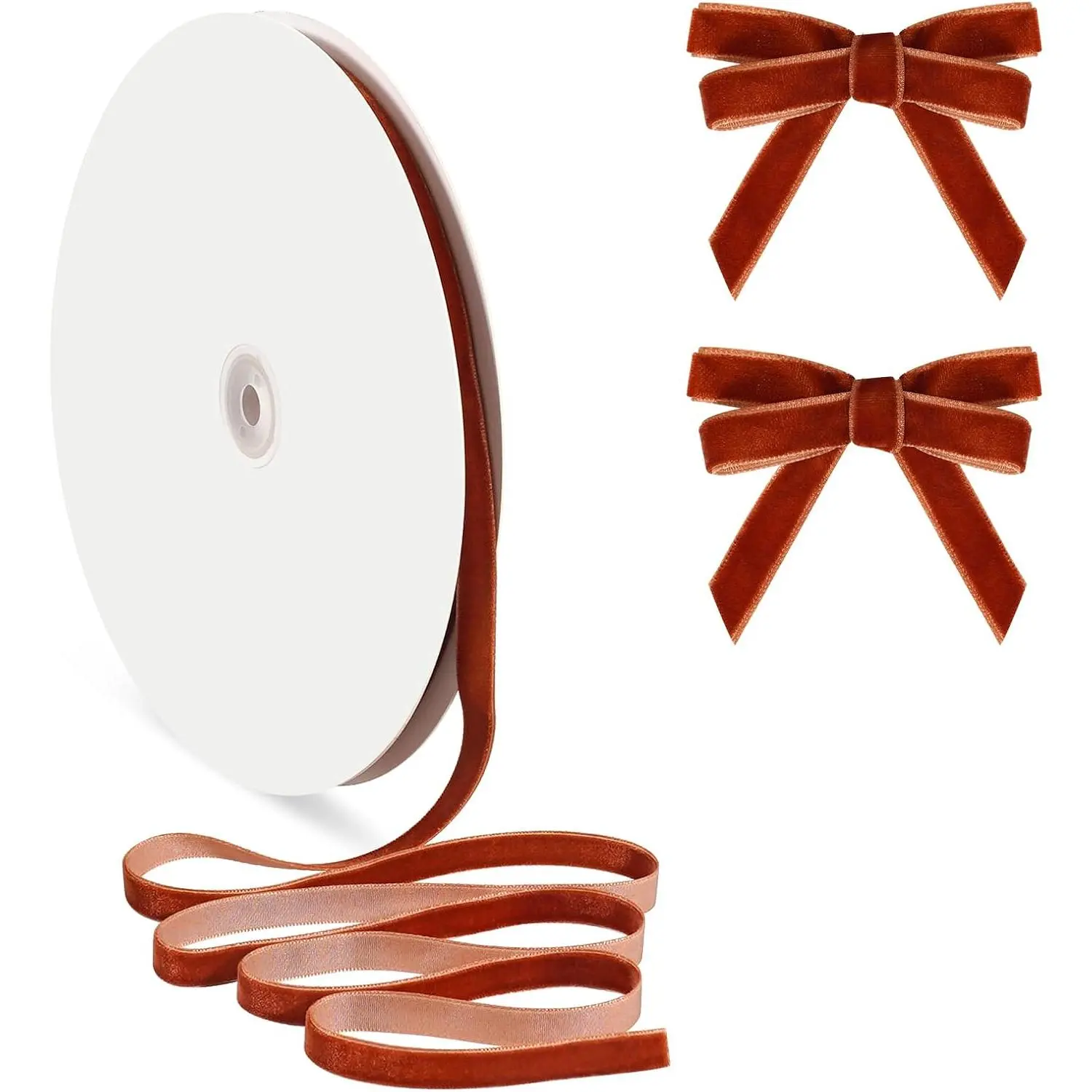 Copper  Ribbon 3/8 Inch,  Brown Thin  Ribbon for  Wrapping, 30 Yd Thick Christmas Ribbons for Christmas Tree Bow Ornaments, Crafts, Wreaths, Garland, Holiday Decor
