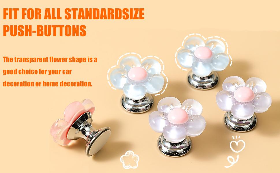 Car one-Touch Start Button,Engine Start/Stop Resin Flower Starter Cover,Pink Car Accessories