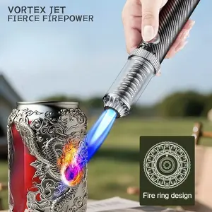 Refillable Butane Gas Jet Torch Lighter  High-Temp, Windproof Blue Flame, Metal Alloy Body, Adjustable Flame for Bakeware, Welding (Butane Not Included, No Battery), High-Temp Flame
