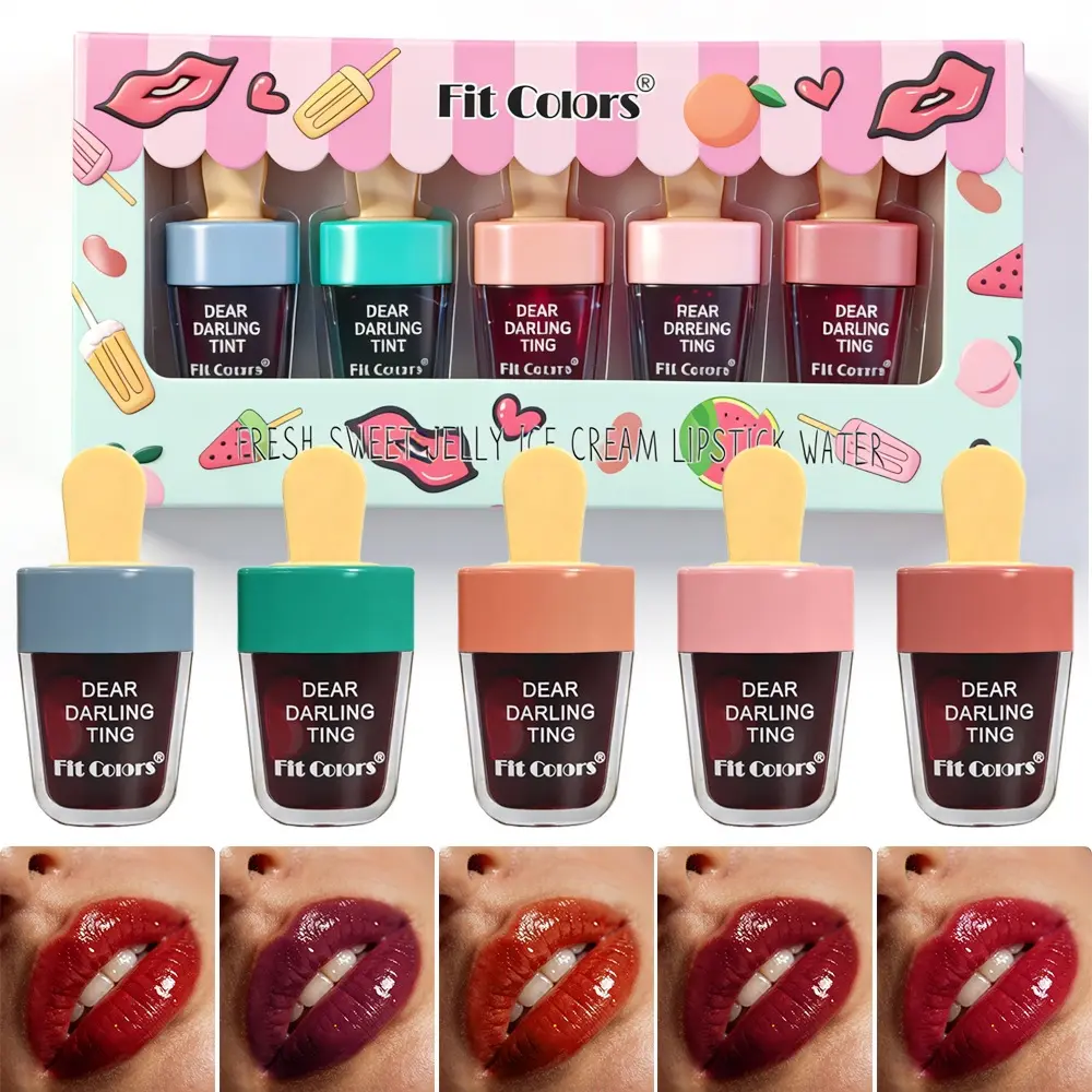 5PCS Lip Gloss, Ice Cream, Ice Cream, Lip Dye, Matte Lipstick, Long-lasting Lip Gloss, Not Easy To Fade, Lip Gloss, Makeup