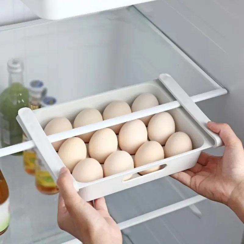2-Pack Stackable Refrigerator Drawer Organizer Bins, Pull-Out Fridge Storage Containers for Eggs, Fruits & Vegetables, BPA-Free PP Plastic Kitchen Accessories for Pantry, Freezer & Cabinet, Fridge Organization