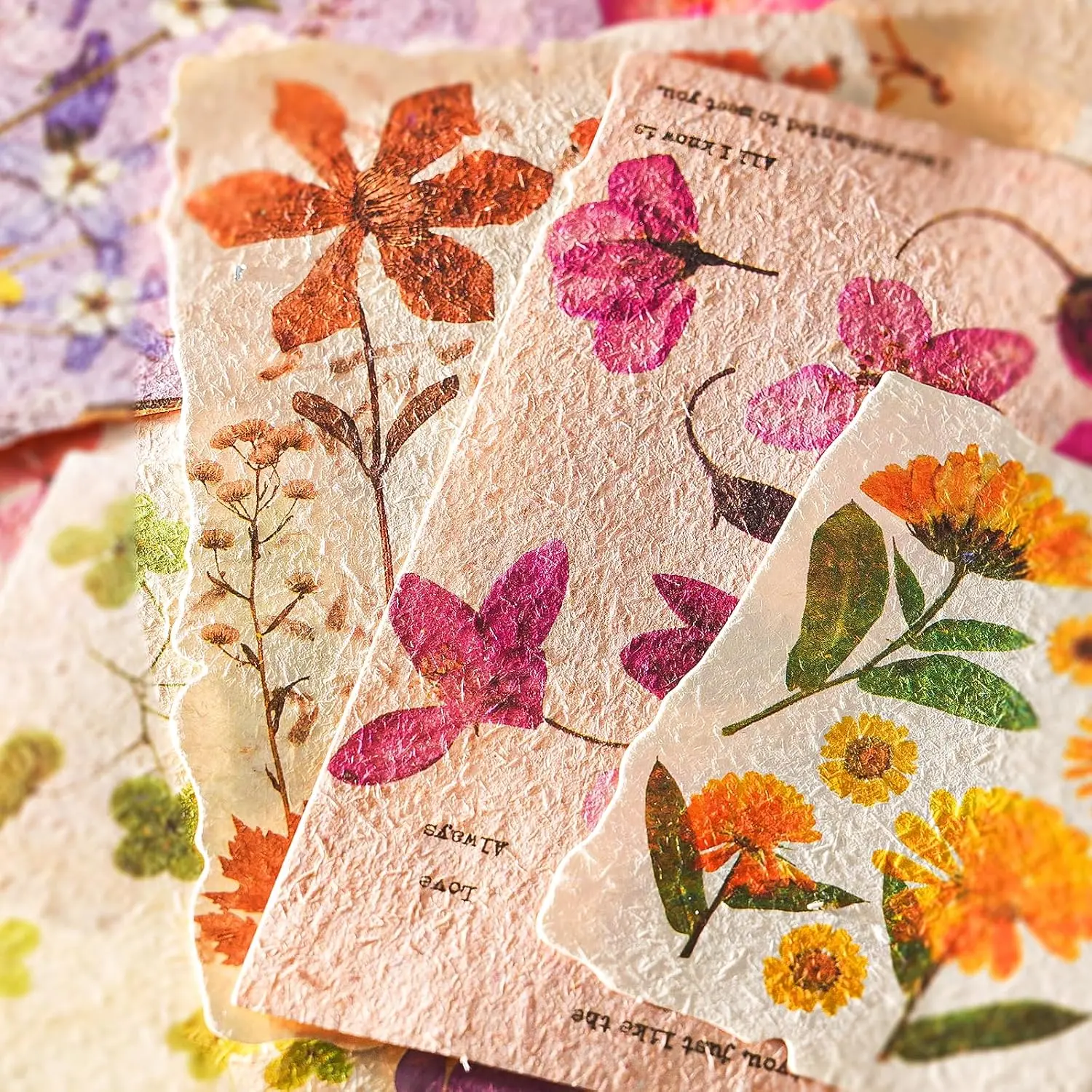 120 count Floral Textured Scrapboo Paper, Embossed Rice Paper for Decoupage | 4  Themes it for Scrapbooing Supplies, Jun Journaling, Card Maing, Collage,  Media, Planners DIY Crafts