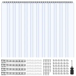 VEVOR Clear PVC Strip Curtain, 96 in Height x 72 in Width x 0.08 in Thickness, 12 PCS Walk in Freezer Cooler Curtain Strips, Smooth Waterproof Plastic Door Strips for Warehouse, Freezer, Garage Doors