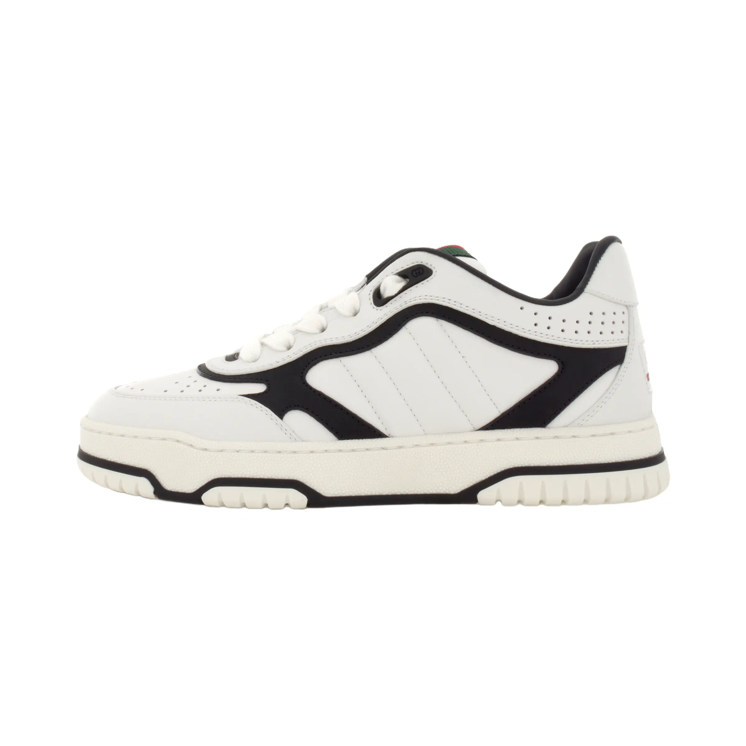 Gucci Re-Web Leather Round-Toe Lace-Up Low-Top Sneakers for Women in White Verifiable, with credentials and supporting global authentication
