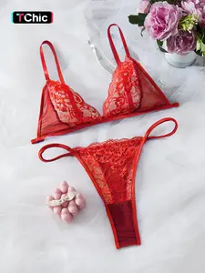 Women's Solid Color Lace Bra & Thong & Garter Belt Three-piece Set, Sexy Comfy Breathable Underwear Set for Daily Wear, Lingerie Set for Women altgirl sneaky lingerie estilo under