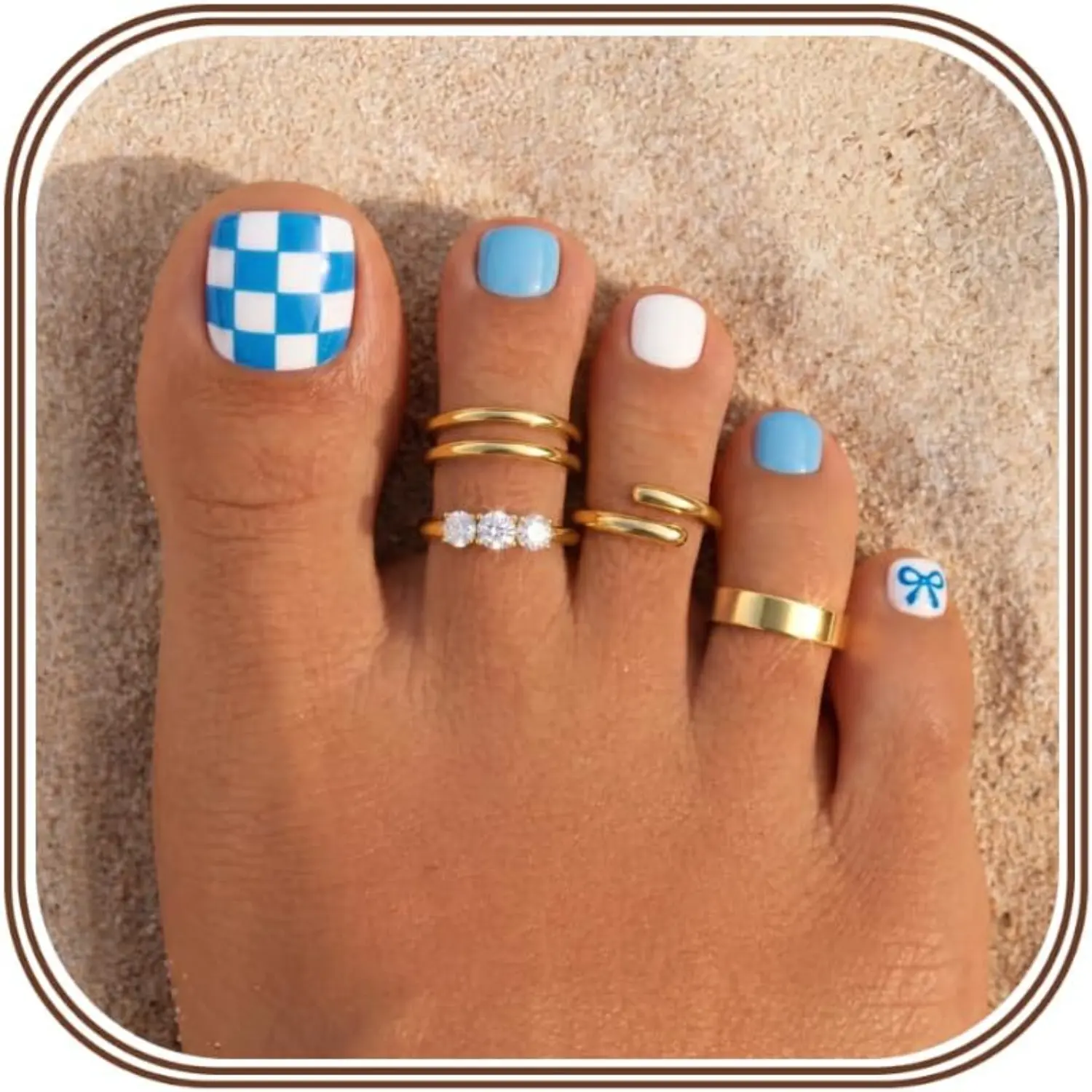 ORAZIO 4Pcs Toe Ring Sets Non Tarnish 14K Plated Gold Toe Ring Adjustable Hug CZ Triple Open Band Rings Summer Beach Foot Jewelry for Women