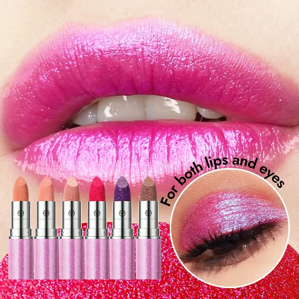 3PCS Chameleon Lipstick - Pearlescent Long-Lasting Shimmer Multi-Use Lip & Eye Makeup, Fine & Smooth Texture, Multicolor Shifting For Women, Sparkling Lip Balm, For Lustrous & Radiant Lips