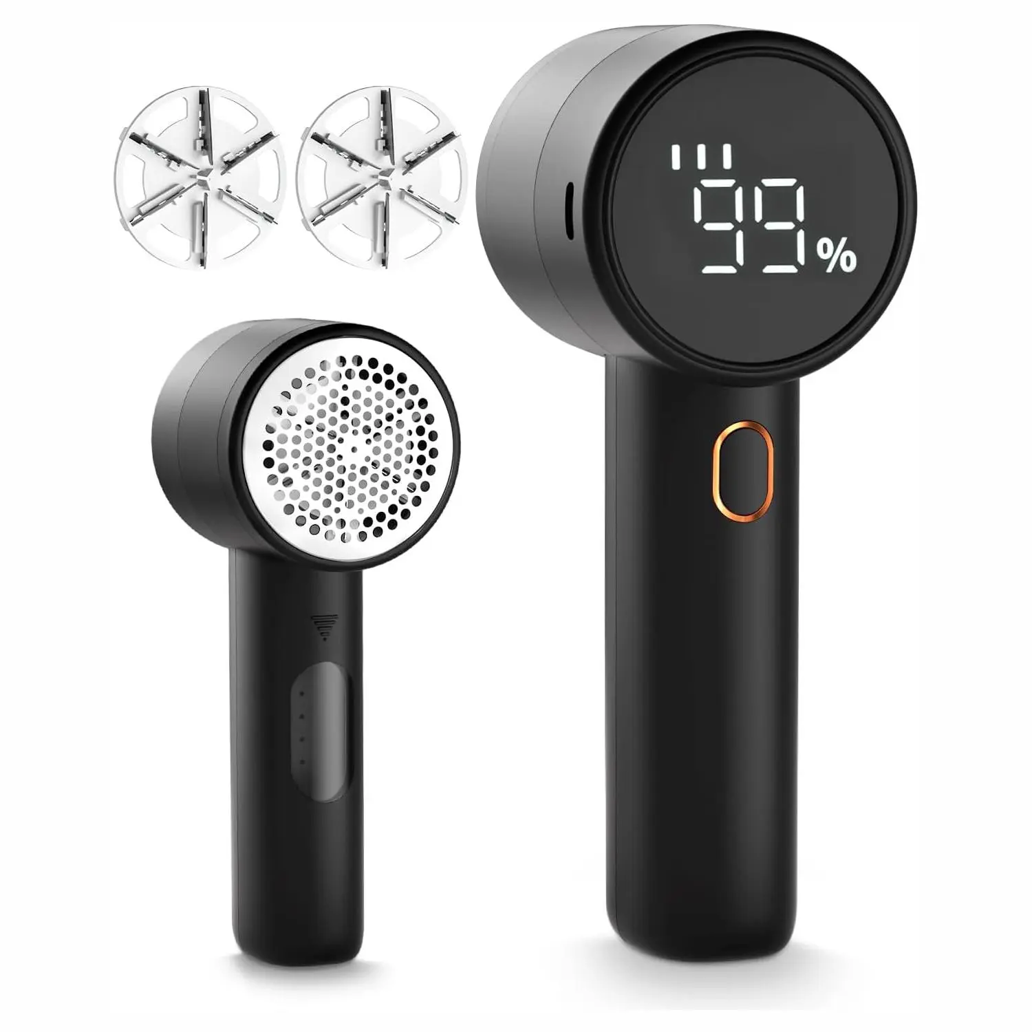 Rechargeable Fabric Shaver - Compact Small Size Lint Cleaner, 2.4x2.3x6 Inches Portable Electric Fuzz Removal Tool with 3 Speeds, 6 Leaf Blades, Bionic Mesh, Digital LED Display for Home, Travel, Clothes, Furniture, 2600mAh Battery