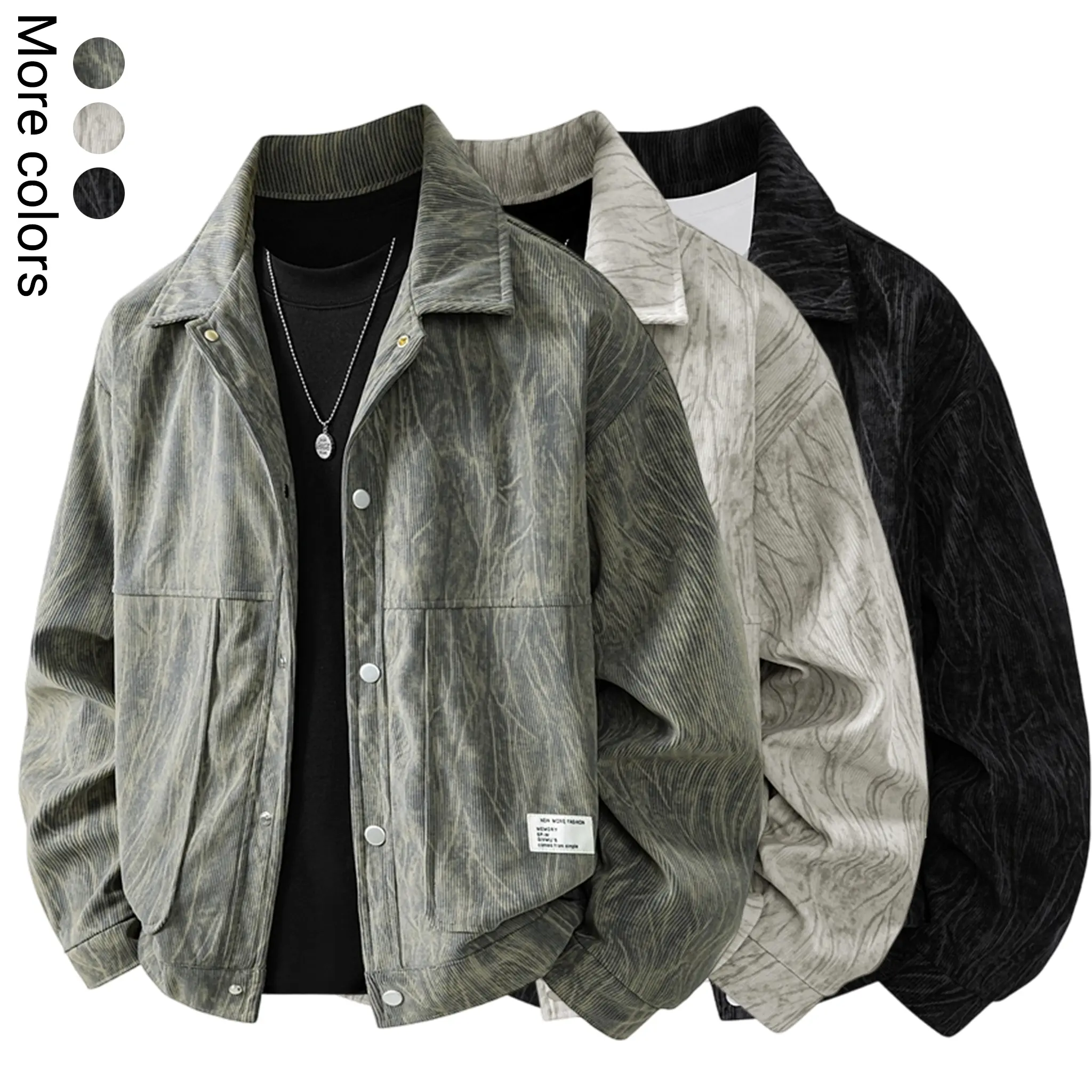 Men's Textured Shacket Casual Long Sleeve Button Down Overshirt Y2K Streetwear Relaxed Fit Lightweight Jacket Fall Transition Top menswear top