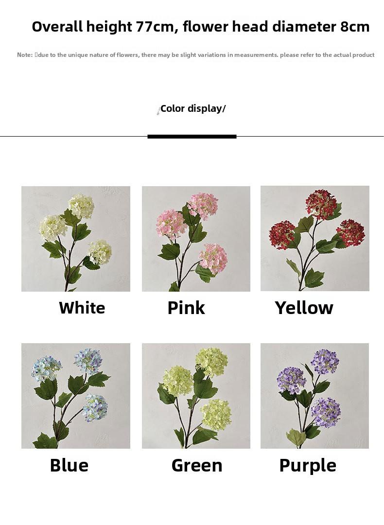 (4 pcs) 3 artificial hydrangea snowball flowers for home decoration, living room display, fake flowers for wedding hall floral arrangements