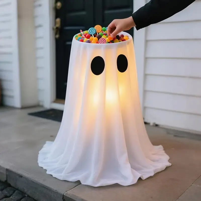 Halloween Decoration Candy Bowl Ghost Spooky Outdoor Yard Decor, Table Prop Scene Atmosphere Setup, Halloween Party Accessories