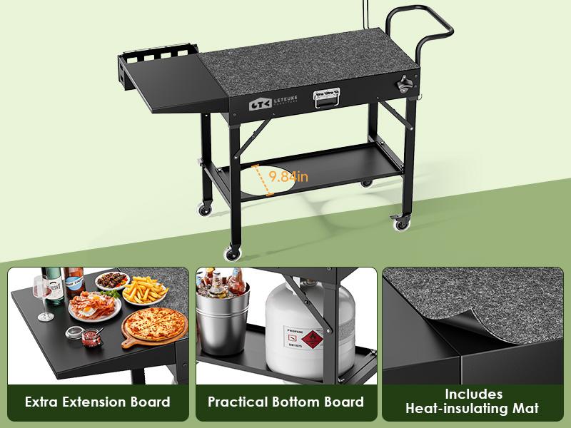 Leteuke Grill Cart for Blackstone Griddle, Portable Outdoor Grill Table, Foldable Cart Table with Wheels for Ninja Grill, Grill Cart Fit 17 Inch Or 22 Inch Griddle, BBQ Prep Table with Seasoning Tray camping furniture picnic Barbecue Leteuke Grill Cart for Blackstone Griddle, Portable Outdoor Grill Table, Foldable Cart Table with Wheels for Ninja Grill, Grill Cart Fit 17 Inch Or 22 Inch Griddle, BBQ Prep Table with Seasoning Tray camping furniture picnic Barbecue