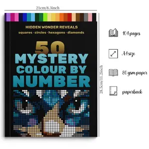 Adult Dot Painting Mystery Book, Relaxing and Surprising, 50 Hidden Images, Number and Letter Coloring Book for Adults