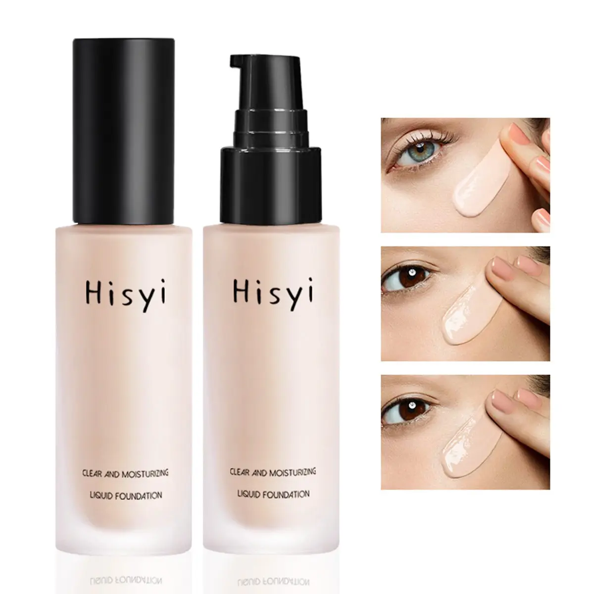 Hisyi Hydrating Liquid Foundation, Cosmetic Foundation, Dewy Flawless Foundation, 3 Shades Ivory White, Natural, Lightweight Formula, Strong Coverage, Oil Control Long Lasting, Dewy Natural Skin Finish, Non-cake Breathable Base Makeup