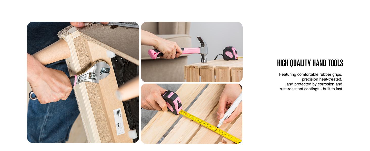 Bielmeier 20V 236Pcs Cordless Pink Drill Set - Essential Women's Pink Tool Set, Lady's Basic Home Tool Kit with Pink Tool Bag - All in One Pink Tool Kit Ideal for DIY, Home Improvement