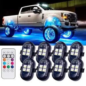 New Wireless RGB LED Underglow Lights for Vehicles, IP65 Waterproof Multi Color Strobe Warning Lamp with Remote Control, Ambient Decor Lighting Kit Compatible with Car, Motorcycle, Truck, Jeep, ATV for Night Riding Exterior Modification