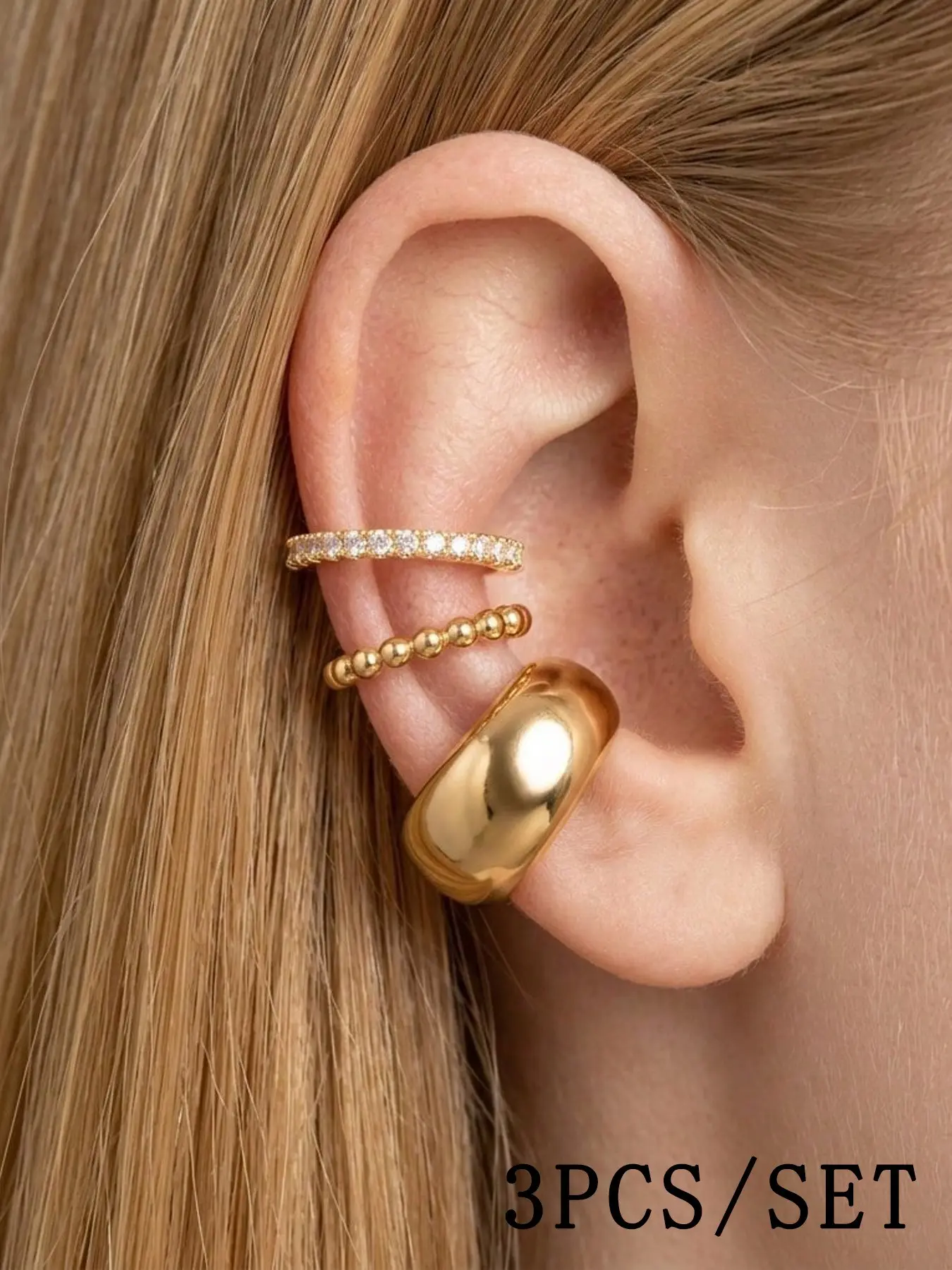 3Pcs Earring Stacking Set-3 in 1 multiple matching styles made of hypoallergenic stainless steel featuring high polished fastness comfortable all day