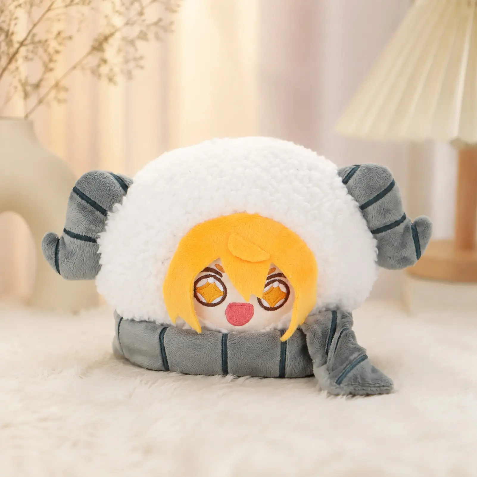 12cm/4.72in Don Quixote Sheep Plush Toy – Soft Kawaii Anime-Inspired Plush, Collectible Plush Doll, Cute Stuffed Animal, Perfect For Desk Decor, Bedroom Display, Stress Relief Cuddle Companion, Gift For Fans & Collectors