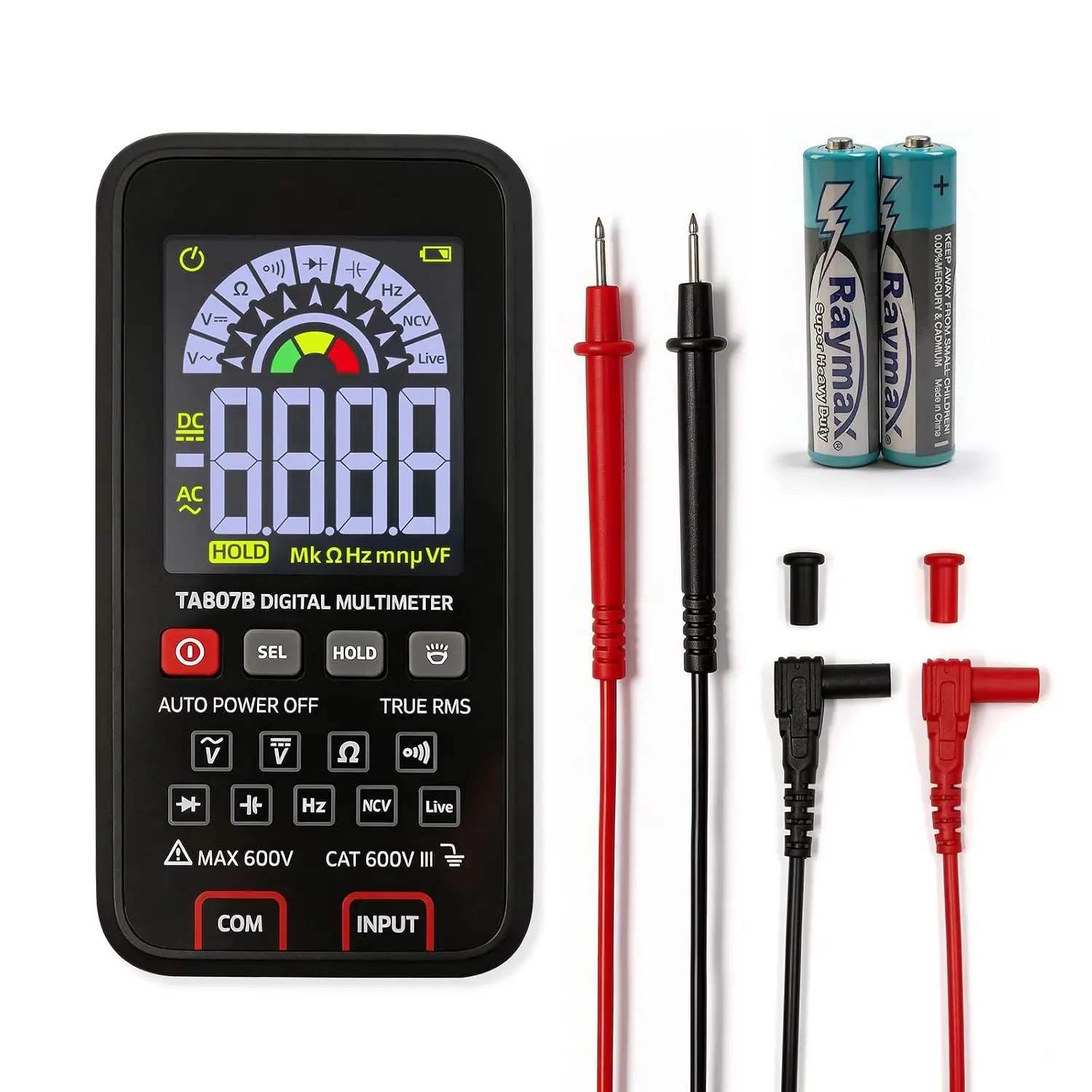 Digital Multimeter 6000 Counts Amp  Tester Auto-Ranging with Backlit Screen, Measures   Current Resistance Capacitance Continuity Diode Live Wire Test NCV for Automotive, Household
