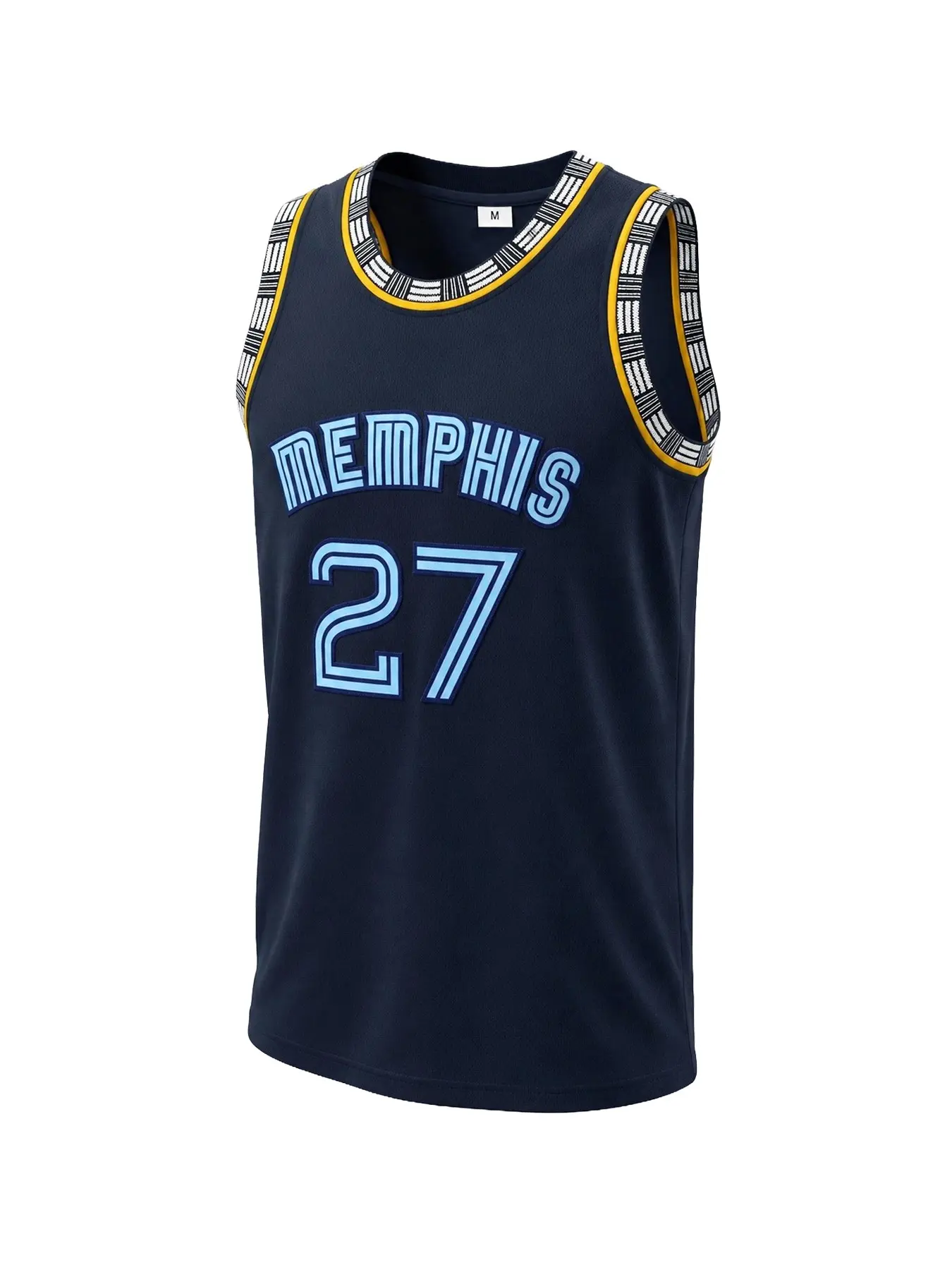 Men's #27 Memphis Basketball Jersey, Embroidered Loose Fit Breathable Mesh Sleeveless Crew Neck Top, Sporty Sports Top, Athletic Shirt for Basketball Training Casual Running, Embroidery Basketball Jersey