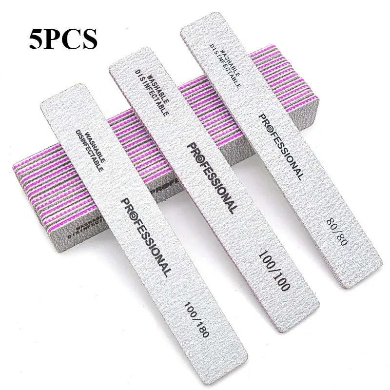 5 Pcs/Pack Nail File 80 100 180 Grit Poishing Files Strong Sandpaper Manicure Nails File Nail Grinding Tool Kit Salon Tools