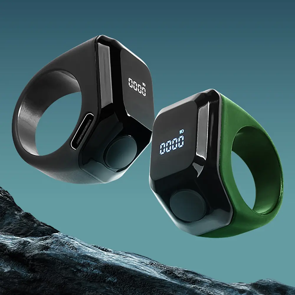 Bluetooth Smart Mobile App Ring Counter - Portable Digital Display Wearable Tally Counter with 120mAh Batteries, Vibration Alert, Time Reminder, ABS Silicone Build for Work, Fitness, Cells