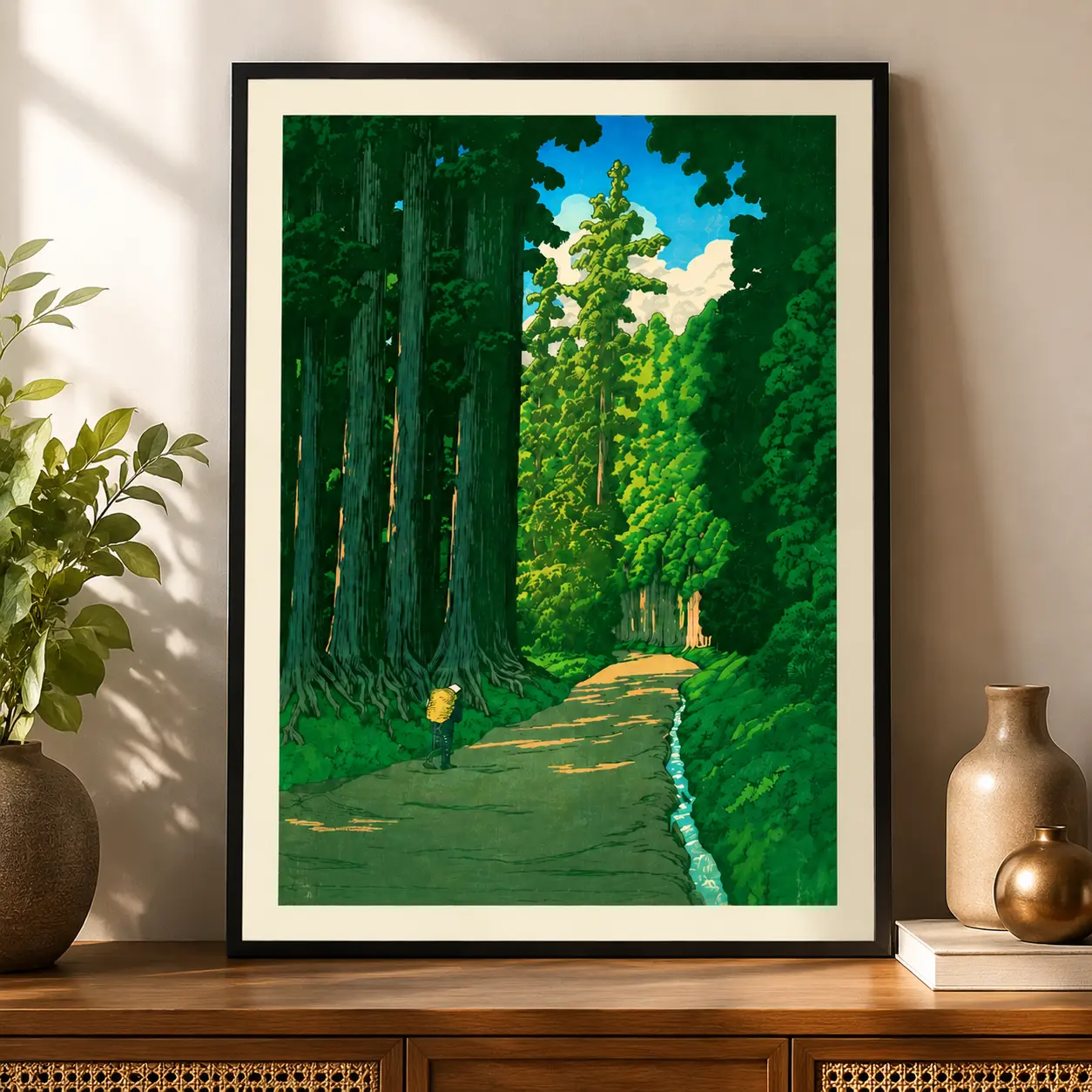 Vintage Japanese Woodblock Forest Canvas Poster |   Japandi Wall Art for Living Room & Bedroom Decor