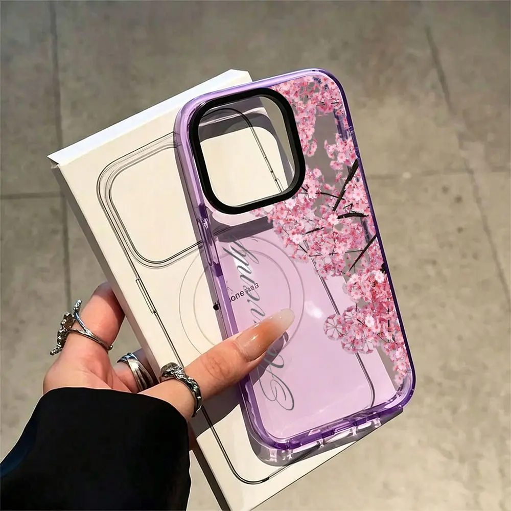 Pink Cherry Blossom Phone Case, Elegant Romantic Floral Style for iPhone 17 16 15 14 13 12 11 Plus Pro Max, Ideal Birthday Gift.
