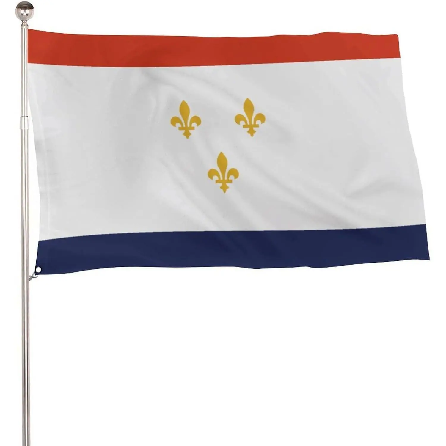 City of New Orleans Flag Banner - 5x3 Ft Standard Size 115D Polyester Lightweight Flag with 2 Metal Eyelets for Outdoor Display