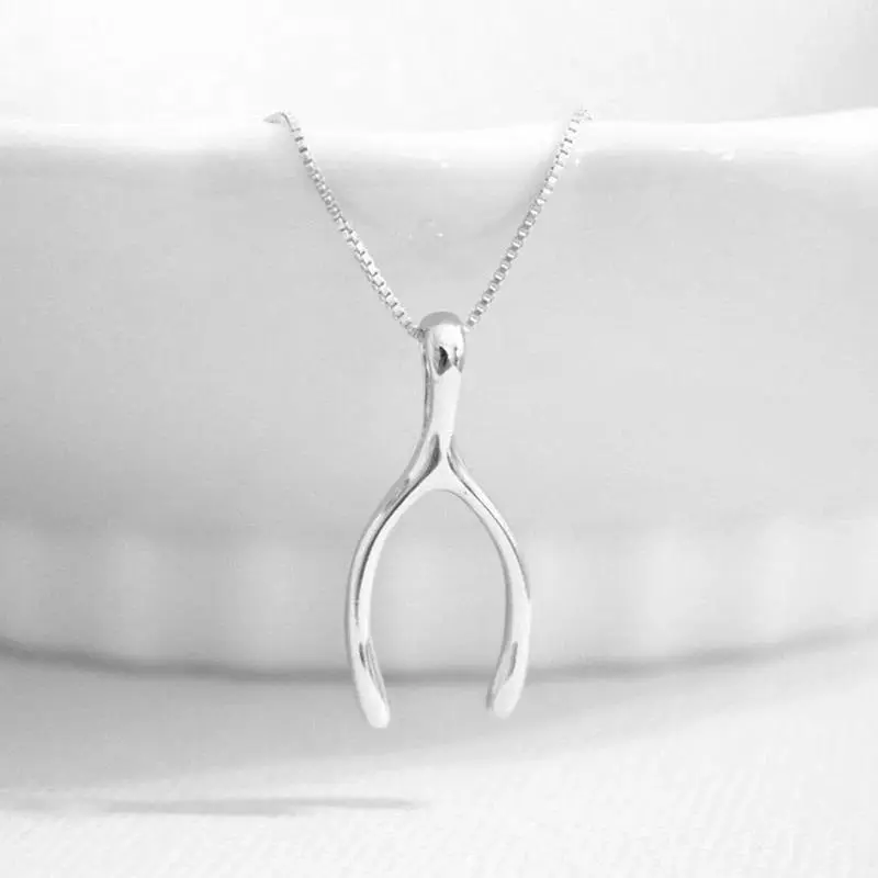 Women's Wishbone Necklace, Statement Cubic Zirconia Pendant on 45cm Chain, Elegant Party Wear Jewelry, Couple Gift, Statement Pieces, Avoid Moisture