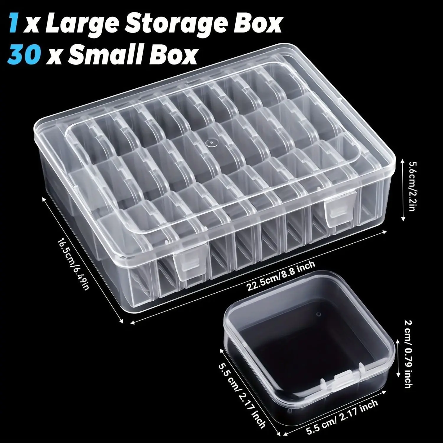 1PC Large Transparent Storage Box + 30pcs Small Flip-Top Compartment Boxes, Suitable For Small Items, Jewelry, Hardware, Stationery, DIY Arts & Crafts School Supplies