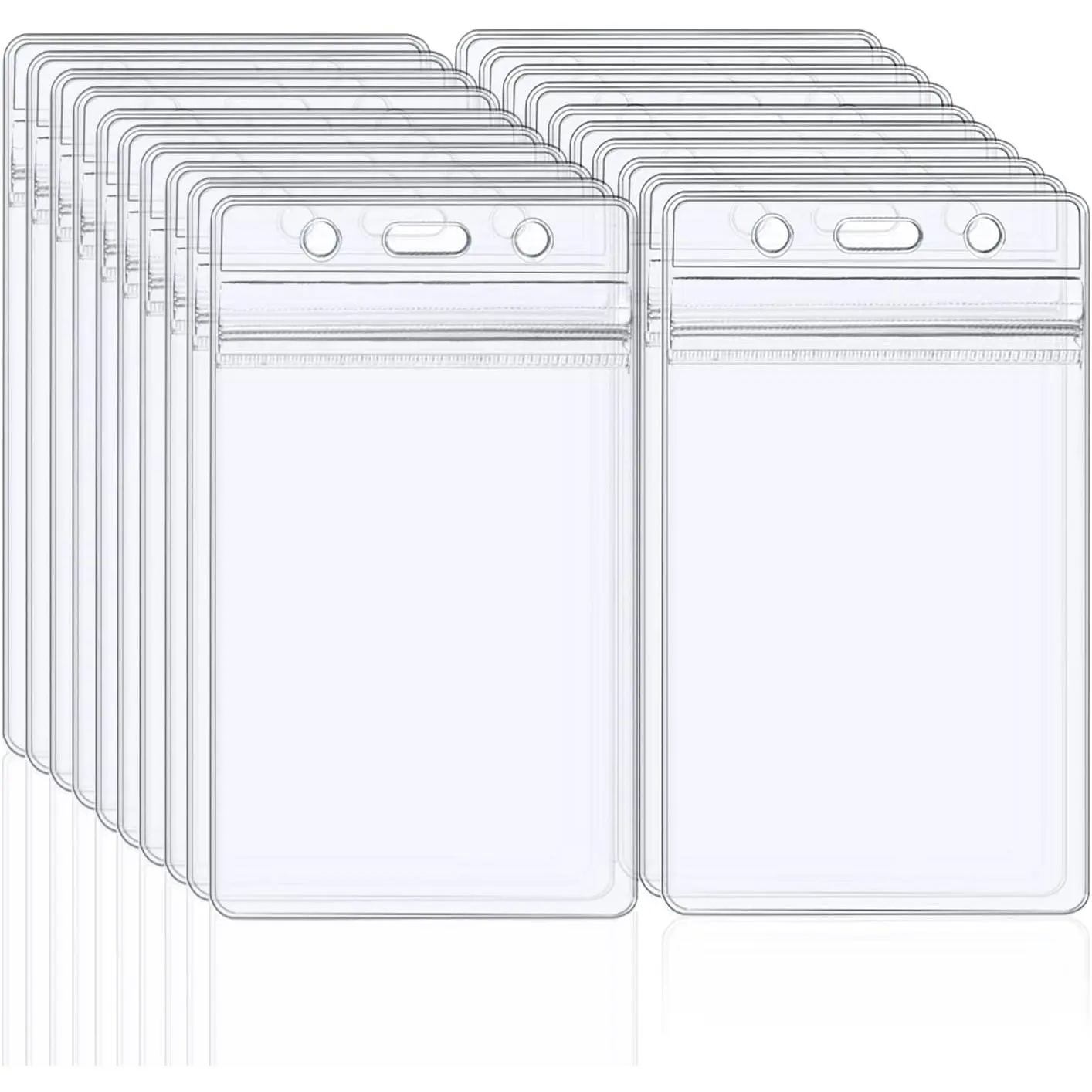 Key Card Holder, 20 Pack Clear Plastic ID Badge Holder Vertical Card Sleeve | Plastic Card Holder Sleeves For Office Badges, Hotel  And Lanyards. Vertical Design Keeps Cards Protected And Visible.