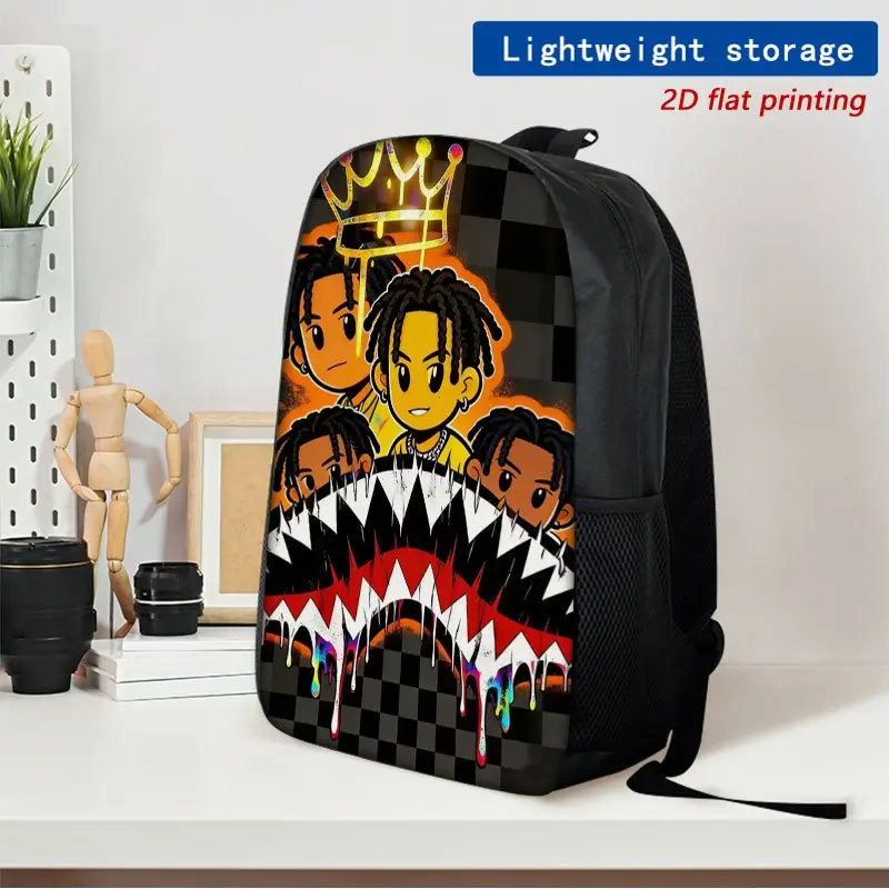 Fourth-generation Upgraded Crown Shark Mouth Graffiti Illustration Print Backpack, Stylish Commuter Travel Bag for Outings, High-end Sports and Leisure Backpack, Versatile, Lightweight, and Breathable Unisex Backpack