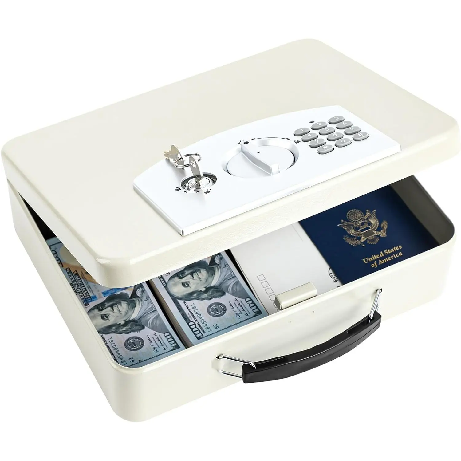 Safe Box with Digital Keypad Lock, Lock Box with Code for Personal Items, Metal  Box for , Passport, Ideal for , Office, Garage , 11.8'' x 9.4'' x 3.5''
