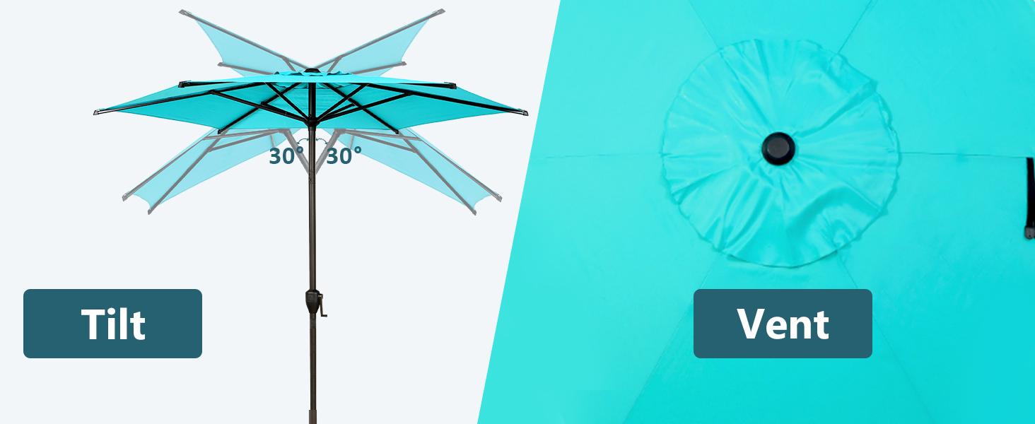 7.5FT Lyon Outdoor Patio Umbrella Outdoor Table Umbrella with Push Button Tilt and Crank Market Umbrella 6 Sturdy Ribs UV Protection Waterproof for Garden Deck Backyard Pool Beige