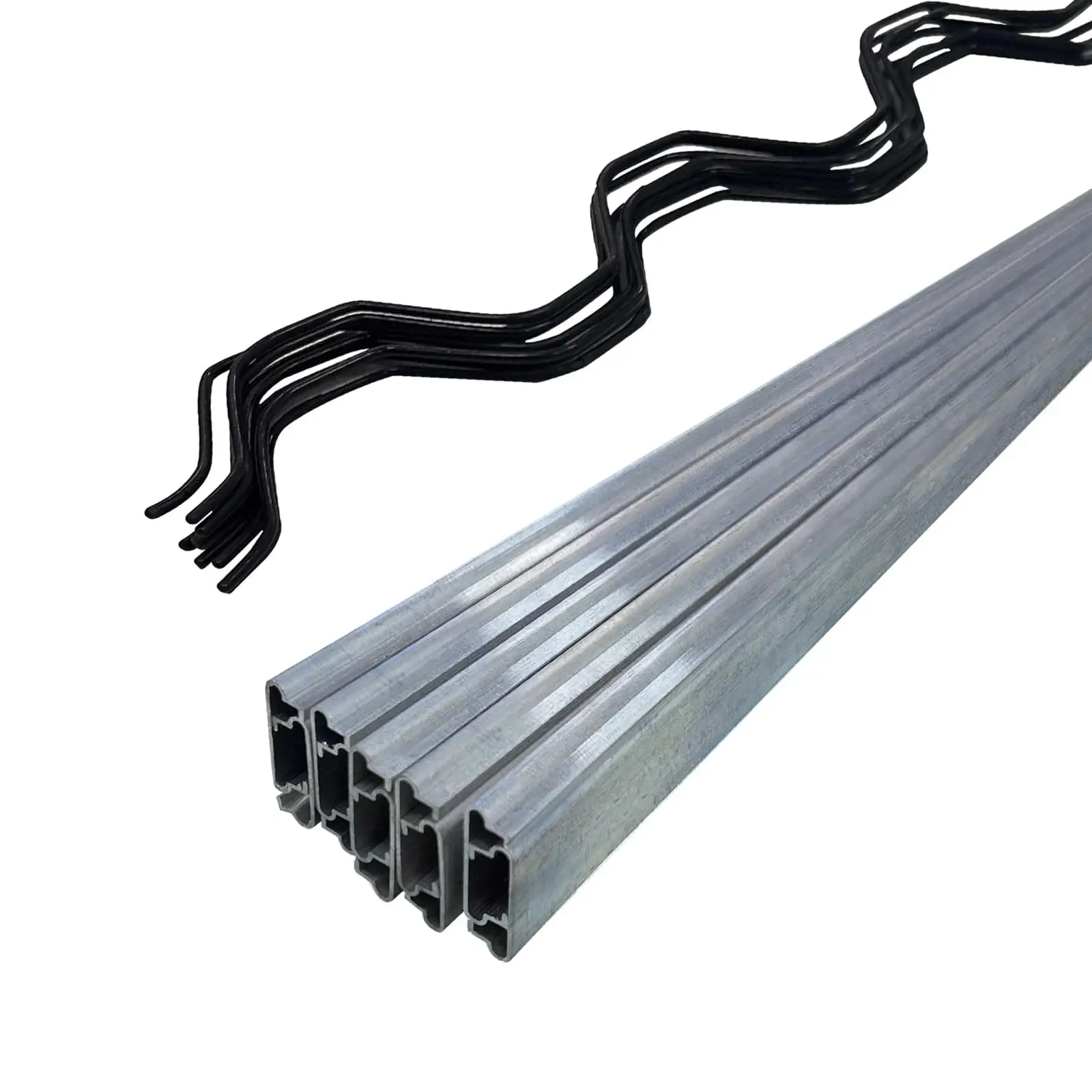 Heavy Duty Greenhouse Lock Channel Kit – Galvanized Steel U-Channel, PVC Coated Spring Wiggle Wire, Weatherproof Rust-Resistant Fastening for Polytunnel Film, Shade Cloth & Netting