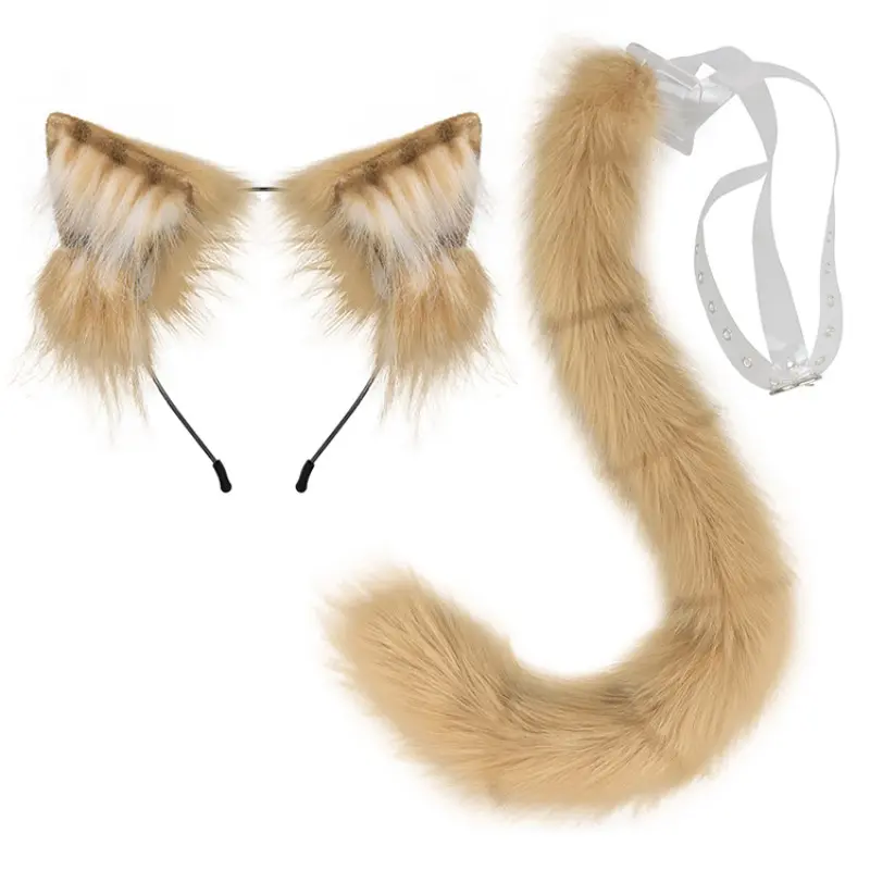 Plush Cat Tiger Stripe Ears Headband and Tail Set, Cute Animal Ear and Tail Costume Accessories, Cosplay Props, Party Props, Party Accessory